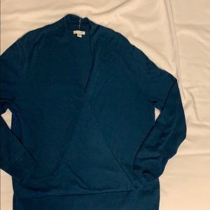 Marine blue cotton/silk/wool blend sweater